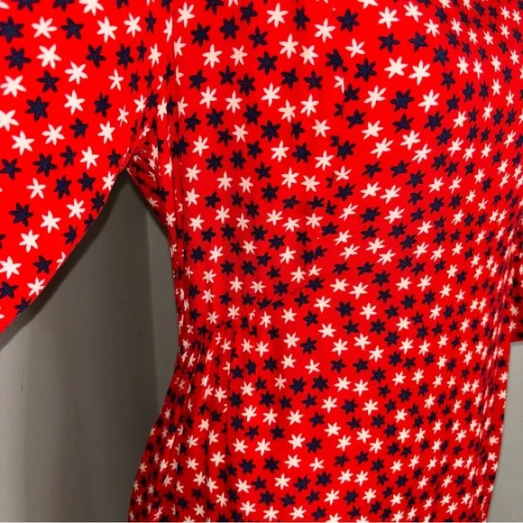 Boden red white & blue stars dress viscose POCKETS 3/4 sleeve shift size 8 8R - Picture 6 of 13